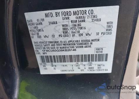 2009 Ford Escape Xlt z USA, uszkodzony, nr VIN 1FMCU93G39KB28146